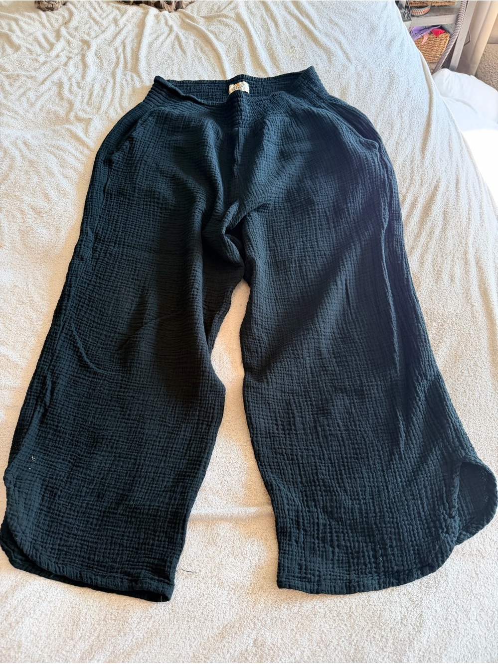 Marine Layer Black Cotton Gauze Cropped Pant- XL
